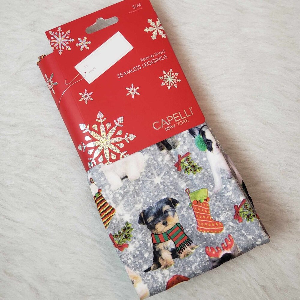 Capelli New York Women's Dog Cat Holiday Fleece Lined Seamless Leggings - S/M